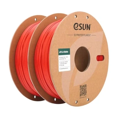 Obrázek eSUN Upgraded Matte PLA filament 1,75 mm, matný pro 3D tiskárny, lesklá barva, matovaná textura, 1 kg na cívku, 2 cívky ohnivě červená