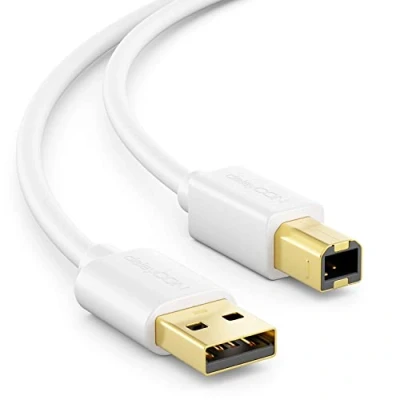 Obrázek deleyCON 1m USB 2. 0 datový kabel tiskárny k tiskárně skeneru A konektor B konektoru pro tiskárnu skener bílý