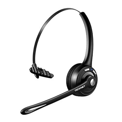 Obrázek TECKNET Bluetooth Headset s mikrofonem, bezdrátový PC headset, potlačení šumu a handsfree chat pro počítač, callcentter, telefonní konference, super lehký, ultra komfort