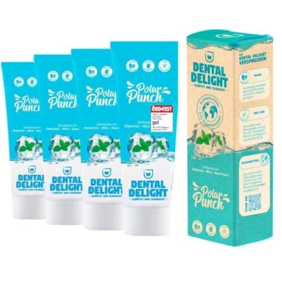 Obrázek DENTAL DELIGHT Polar Punch balení 4 ks zubní pasty, ledovcová máta, veganská klimaticky neutrální, bez mikroplastů