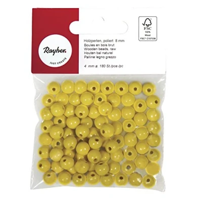 Obrázek Rayher 1250220 dřevěné perly FSC 100 %, leštěné, 8 mm ø, SB Btl 82 kusů, g
