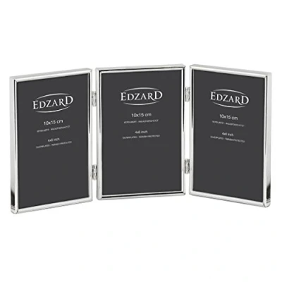 Obrázek EDZARD Trojitý fotorámeček Koláž Janov na 3 fotografie 10 x 15 cm, formát výšku, ušlechtilý postříbřený, s ochranou proti zčernání, se sametovou zadní stranou, k postavení