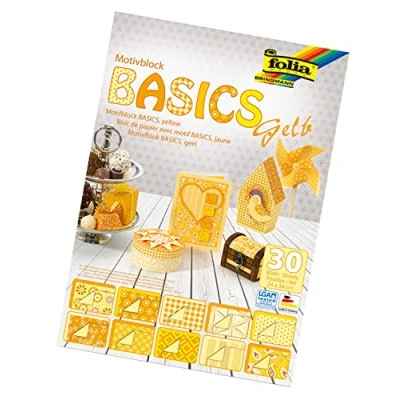 Obrázek folia 46149 Blok motivů Basics, tříděný žlutě, 24 x 34 cm, 30 listů, 10 karton s motivem, papír motivy, barevný papír, pro rozmanité kutilské práce