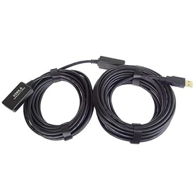 Obrázek PremiumCord Aktivní USB prodlužovací kabel s opakovačem 20 m, A zdířka na konektor, 2. 0 High Speed kabel, 2x stíněný, AWG20/28, barva černá, délka m