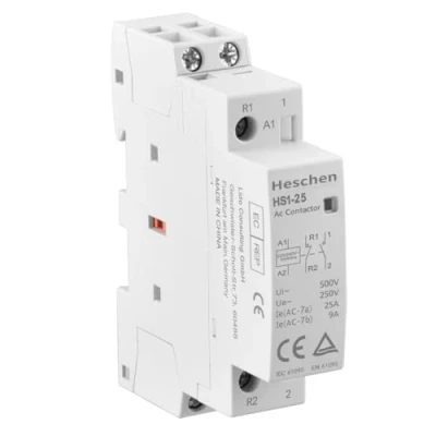 Obrázek Heschen Ochrana střídavého proudu pro domácnost, HS1 25, 2 pólový, 1NO, 1NC, AC 220 V/240 V, napětí cívky, 35 mm DIN držák na lištu (1)