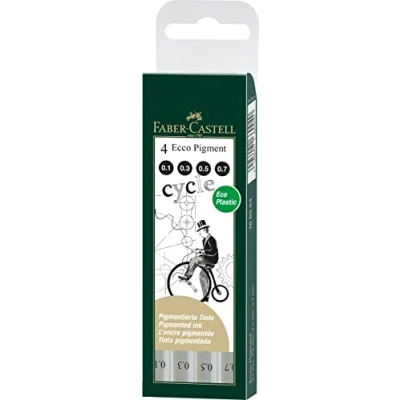 Obrázek Faber Castell 166004 4dílná sada inkoustových per ECCO PIGMENT, voděodolné, obsah: 0,1 mm, 3 5 7 černé