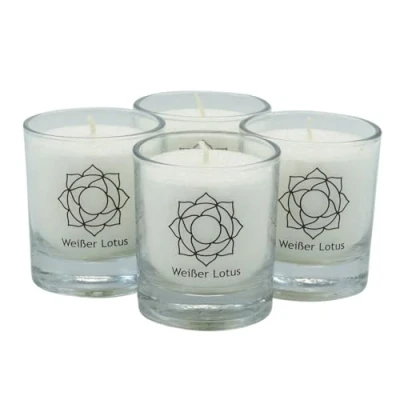 Obrázek Palm Light 4041678004217 čakra, Lotus, výška cca 6 cm, svíčka sada 4 ks, bílá