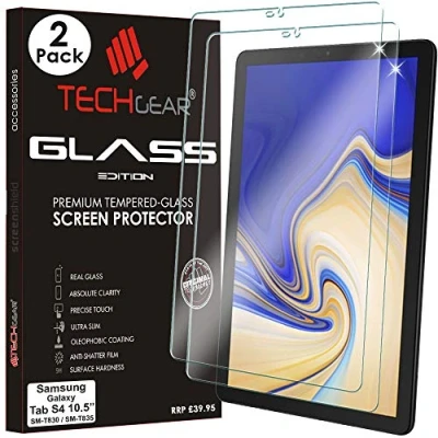 Obrázek TECHGEAR [2 Stück] Schutzfolie kompatibel mit Samsung Galaxy Tab S4 10.5 Zoll (SM T830 / SM T835) Glas Anti Kratzer Schutzabdeckung