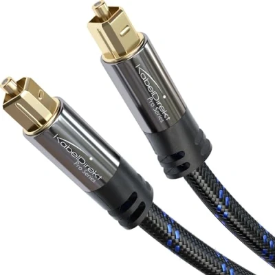 Obrázek KabelDirekt kabel TOSLINK Nylon Braiding, optický audio 12,5 m pro soundbar (TOSLINK na TOSLINK, digitální S/PDIF, stereo zařízení/zesilovač, domácí kino, Xbox One/PS4)