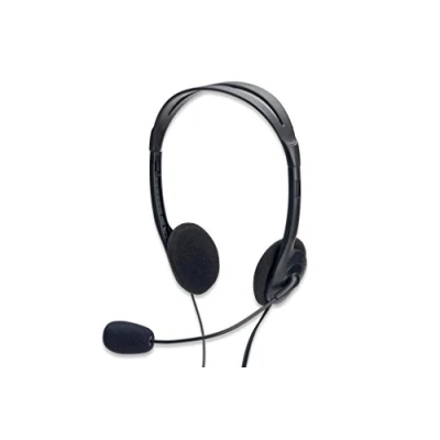 Obrázek Ednet stereo PC Headset regulátor hlasitosti, 3,5 mm konektor, sluchátka: 20 Hz kHz, Mikro: 30 16 kHz délka kabelu 1,8 m, černá