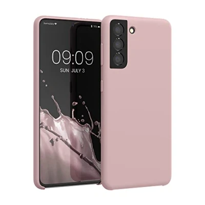 Obrázek kwmobile pouzdro kompatibilní se Samsung Galaxy S21 silikonové na mobil měkký povrch bezdrátové nabíjení matná starorůžová