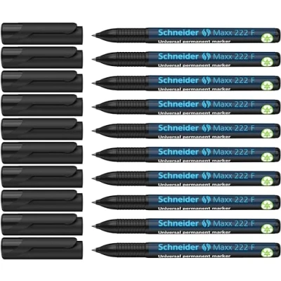 Obrázek Schneider Maxx 222 F univerzální zvýrazňovač (permanentní, Cap Off Ink, doplňovatelný, 0,7 mm) balení 10 ks černá