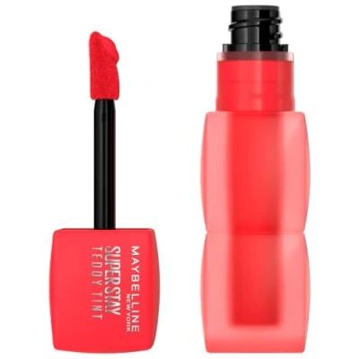 Obrázek Maybelline New York Teddy Tint Rtěnka, pro jemné, jemně matné rty, extra dlouhotrvající barva, měkčený povrch, komfortní a bez barvení, barva: 35 July Forever, Superstay