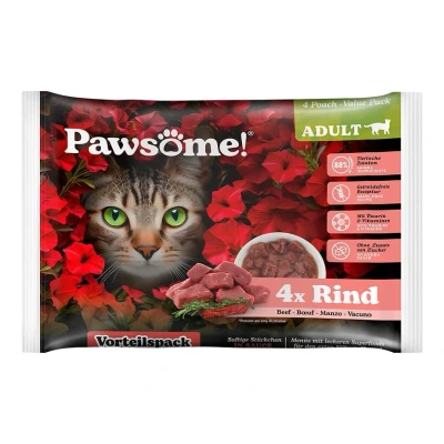 Obrázek Kapsička PAWSOME Cat s hovězím masem 4x85g (multipack)