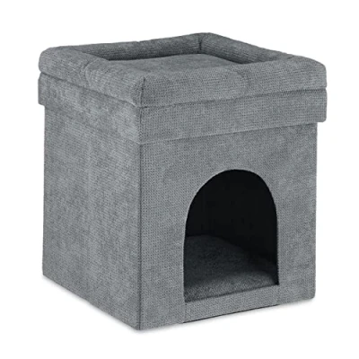 Obrázek Relaxdays Kočičí jeskyně stolička, úkryt pro kočky a malé psy, skládací V x Š H: 42 38 cm, šedá