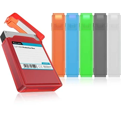 Obrázek ICY BOX 6dílná sada boxů na pevné disky pro 3,5palcový HDD ochranu nebo uložení, stohovatelný, popis, tvrdé pouzdro, plast, vícebarevné, IB AC602b 6