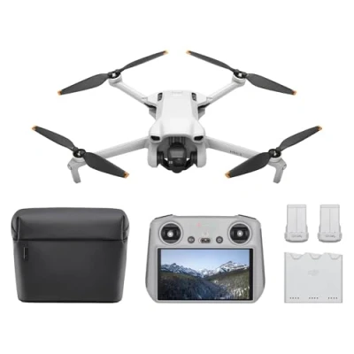 Obrázek DJI mini 3 Fly More Combo (DJI RC) lehký a skládací kamerový dron s 4K HDR videem, dobou letu 38 minut, skutečným vertikálním záběrem inteligentními funkcemi, C0