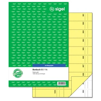Obrázek SIGEL BO116 Bonbuch Bonblock, 1000 odtrhávacích žlutých, A4, 2 x 50 listů