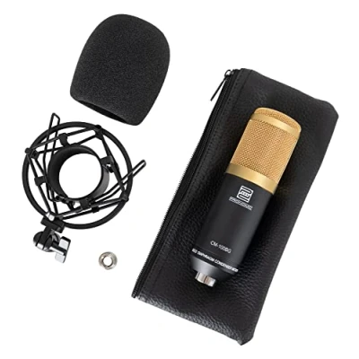 Obrázek Pronomic CM 100BG Studio velký membránový mikrofon XLR kondenzátorový (s pavoukem mikrofonu, pouzdrem, ochranou proti větru, redukčním závitem) černý