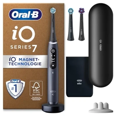 Obrázek Oral B iO Series 7 PLUS Edition elektrický zubní kartáček/elektrický kartáček, 3 nástrčné kartáčky vč. bělení, magnetického pouzdra, 5 režimů čištění, Designed by Braun, dárek pro muže/ženu,