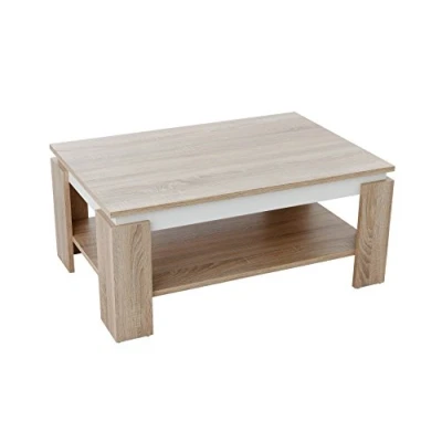 Obrázek Apollo Konferenční stolek Tim, dřevěný materiál potažený melaminem, barevný věnec, sonoma/bílý, velká odkládací plocha, 90 x 60 41 cm