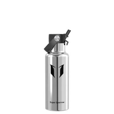Obrázek Super Sparrow Láhev na pití z ušlechtilé oceli ultralehký termopohárek 500 ml standardní víčko slámu bez BPA, termoska sport, cestování, do školy, ven