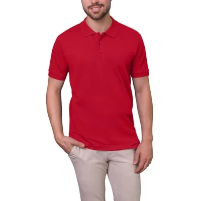 Obrázek HRM pánské luxusní strečové polo I Premium polotriko z 95 % bavlny a 5 elastanu Basic polokošile lze prát do 40 C vysoce kvalitní udržitelné oblečení, Červená (Red 3)