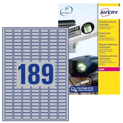 Obrázek Avery Zweckform L6103 20 páska pro vodotěsná fólií, stříbrná/černá