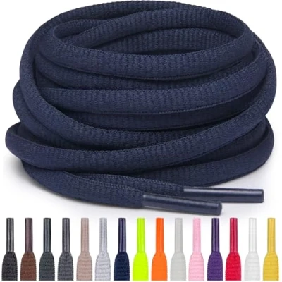 Obrázek Miscly Tkaničky oválné, odolné proti roztržení pro sportovní boty, tenisky a běžecké boty 100% polyester, Námořnická modrá
