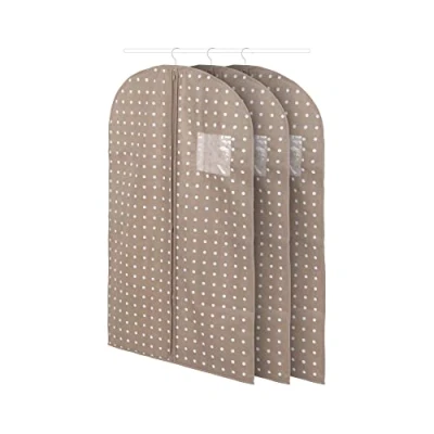 Obrázek Compactor Sada 3 ks Hnědý malý pytel na šaty z vláknitého vlákna 7530C s bílými puntíky 60 x 100 H cm, polypropylen