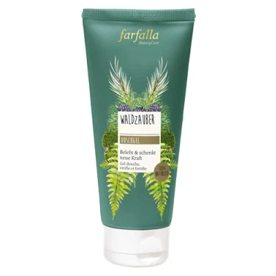 Obrázek farfalla Waldzauber sprchový gel 200 ml šetrný k pokožce uvolnění s éterickými oleji Vegan certifikováno NaTrue 100% certifikovaná přírodní kosmetika