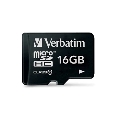 Obrázek Verbatim Paměťová karta Premium micro SDHC, 16 GB, paměť dat pro nahrávání fotografií a videí, SD v černé barvě, ideální mobilní telefon, fotoaparát nebo tablet