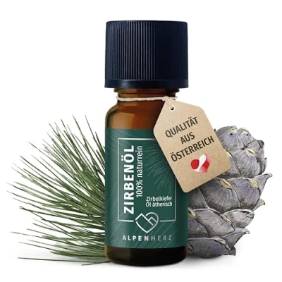 Obrázek ALPEN srdce Zirmbový olej 10 ml 100% čistý, éterický z borovice Rakouska pro vonný pokojová vůně vonná lampa kostky dary