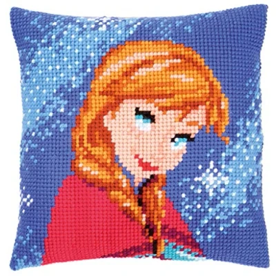 Obrázek Vervaco Kreuzstichpackung Kreuzstichkissen Frozen Walt Disney ELSA Stickpackung, Stramin, weiß, 40 x 0,3 cm