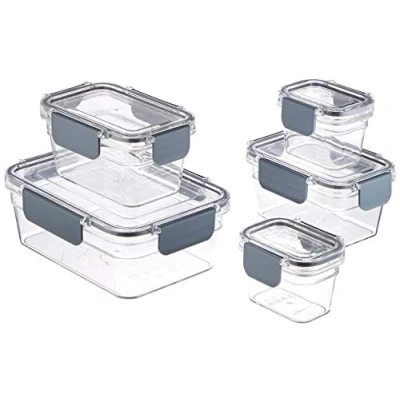 Obrázek Amazon Basics tritanová dóza na uchovávání potravin s uzávěrem, balení po 5 kusech, (5 dóz + víček), čirá
