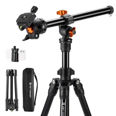 Obrázek K&amp;F Concept stativ na kameru O234A1 s ramenem, 163 cm mobil, trojnožka cesty, pro smartphone držákem mobilního telefonu, hliníkový cestovní kulovou hlavou BH 36