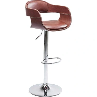 Obrázek Kare Design Barhocker Monaco, Braun, Barhocker, Lederoptik, Stahl Sockel, höhenverstellbar, 106x48x48 cm (H/B/T)