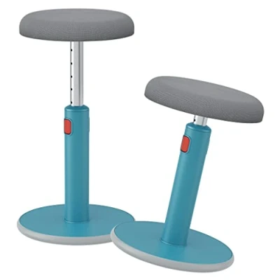 Obrázek Leitz Aktivní stolička, ergonomická výškově nastavitelná houpací stolička pro výšku 46 cm až 79 cm, kulatá otočná kancelářská židle/stolička, série Ergo Cosy, modrá, 65180061