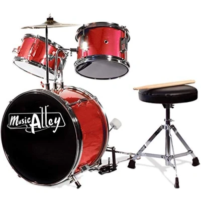 Obrázek Music Alley Junior Drum Kit for Kids with Kick Pedal, Stool &amp; Sticks Red