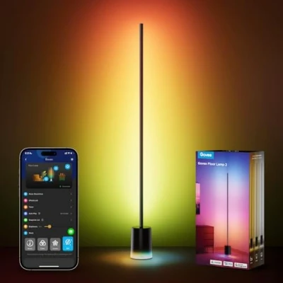 Obrázek Govee LED stojací lampa stmívatelná RGBIC, 1725 LM obývací pokoj pracuje s matnou, 152 cm RGBIC moderní černá, 16 milionů barev scénových režimů, hudební režim pro dekoraci