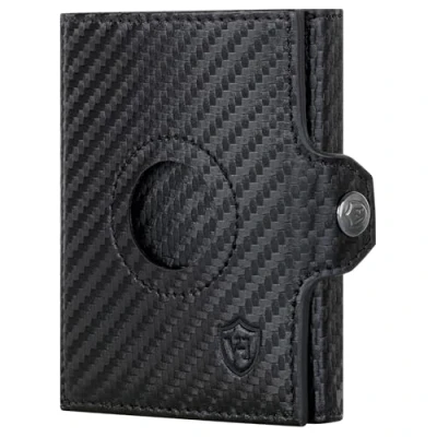 Obrázek VON HEESEN Airtag Slim Wallet s RFID ochranou Portmonee pánská malá z pravé kůže Mini Peněženka Pouzdro na kreditní karty (modrá), Černá karbon,