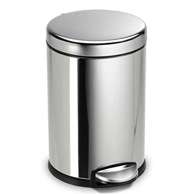 Obrázek simplehuman CW1851CB 4,5 litru, kulatý pedálový kbelík, malý odpadkový koš, koupelna, kancelář, ložnice, leštěná ocel, záruka 10 let