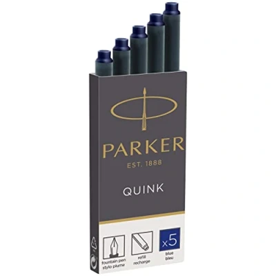 Obrázek Parker Inkoustové náplně pro plnicí pero dlouhé patrony modrý inkoust QUINK 5 kusů