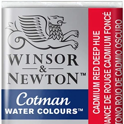 Obrázek Winsor &amp; Newton 0301098 Cotman akvarelová barva s dobrou průhledností, vynikající tónovací silou a dobrými malířskými vlastnostmi, vodní v 1/2 misku kadmiově červená