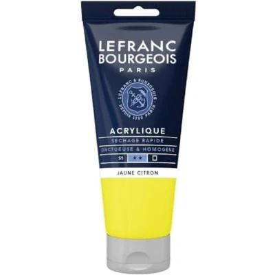 Obrázek Lefranc Bourgeois 300379 Fine akrylová barva citronová žlutá, tuba 80 ml, krémová na vodní bázi, rychleschnoucí, stálá světle, voděodolná