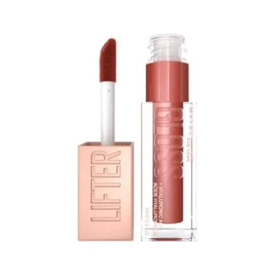 Obrázek Maybelline New York lesklý lesk na rty pro plně působící rty, hydratační, s kyselinou hyaluronovou, Lifter Gloss, barva: č. 16 Rust (červená), 1 x 5,4 ml