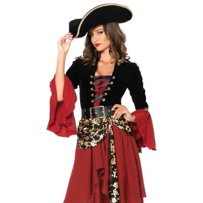 Obrázek LEG AVENUE 85214 Kostým kapitána Cruel Seas Captain Set, Black &amp; Burgundy