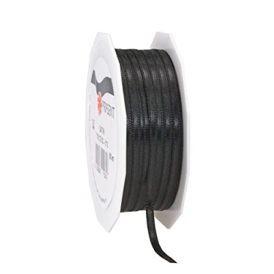 Obrázek PRÄSENT C.E. Pattberg Satin schwarz, 50 m Satinband zum Einpacken von Geschenken, 3 mm Breite, Geschenkband Dekorieren &amp; Basteln, Dekoband, Anlass