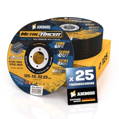 Obrázek 25x Kovový řezný kotouč Ø 125 x 1 22, 23 mm Metal Racer by AMBOSS WERKZEUGE je vhodný pro ocel a ušlechtilou ocel, ocel/inox úhlovou brusku
