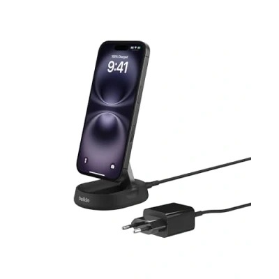 Obrázek Belkin Indukční nabíjecí stanice BoostCharge Pro 15 W, nabíječka Qi2, bezdrátová nabíječka, kompatibilní s MagSafe, Qi2 Apple iPhone 15, 14, 13, 12, AirPods černá
